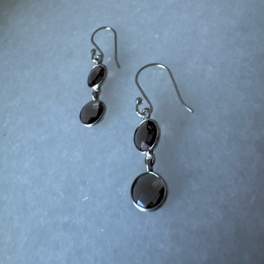 NWOT Tuckernuck Checkmate Earrings, Smoky Quartz, Sterling Silver - Picture 4 of 5